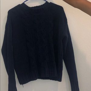 Navy Long Sleeve Sweater w/ knot design